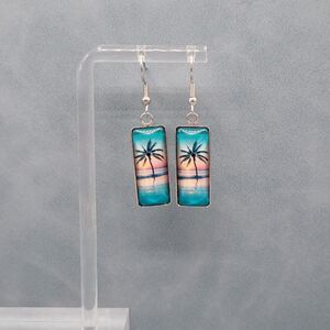 Metal Sunset Palm Tree Earrings